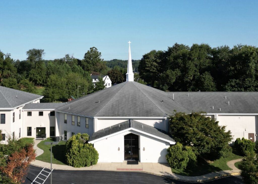 The exterior of Wilmington Community Evangelical Church in Hockessin, DE